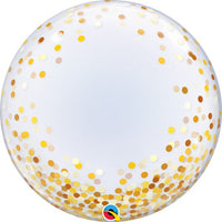 Qualatex 24 inch DECO BUBBLE - GOLD CONFETTI DOTS Bubble Balloon 89727-Q