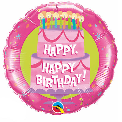 Qualatex 31 inch PINK HAPPY BIRTHDAY CAKE Foil Balloon 80841-Q-P