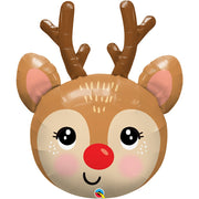 Qualatex 35 inch RED-NOSED REINDEER Foil Balloon 14976-Q-P