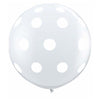 Qualatex 36 inch BIG POLKA DOTS-A-ROUND - DIAMOND CLEAR Latex Balloons 33376-Q