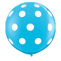 Qualatex 36 inch BIG POLKA DOTS-A-ROUND - ROBIN'S EGG Latex Balloons 26175-Q