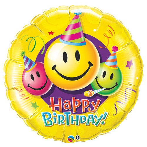 Qualatex 36 inch BIRTHDAY SMILEY FACES Foil Balloon 29860-Q-P