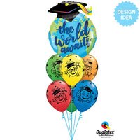 Qualatex 36 inch THE WORLD AWAITS GRAD Foil Balloon 98532-Q-P