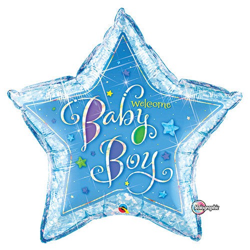 Qualatex 36 inch WELCOME BABY BOY STARS Foil Balloon 16614-Q-P