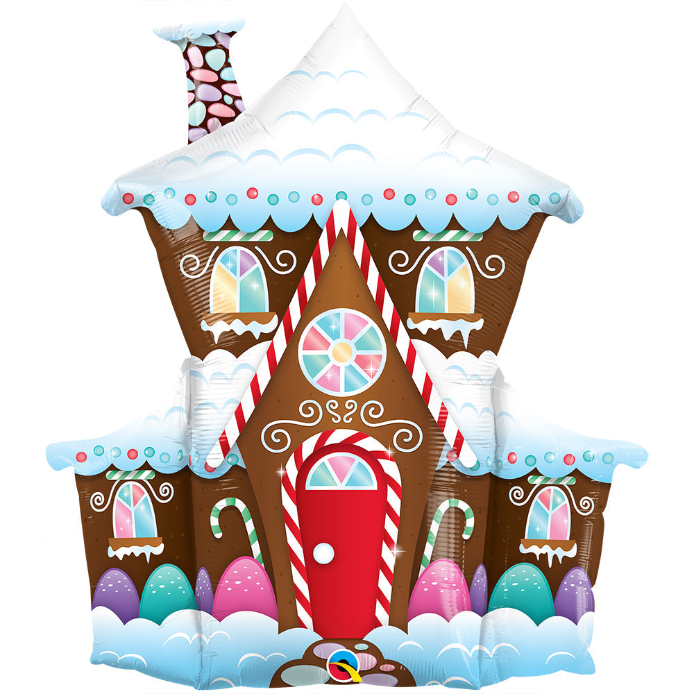 Qualatex 37 inch DECORATED GINGERBREAD HOUSE Foil Balloon 14945-Q-P