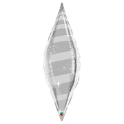 Qualatex 38 inch TAPER - SWIRL SILVER Foil Balloon 15568-Q