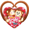 Qualatex 39 inch HAPPY LOVE DAY MONKEYS Foil Balloon 21839-Q-P