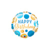 Qualatex 4 inch BIRTHDAY BLUE & GOLD DOTS MINI SHAPE (AIR-FILL ONLY) Foil Balloon 25177-Q-U