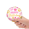 Qualatex 4 inch BIRTHDAY PINK & GOLD DOTS MINI SHAPE (AIR-FILL ONLY) Foil Balloon 25178-Q-U