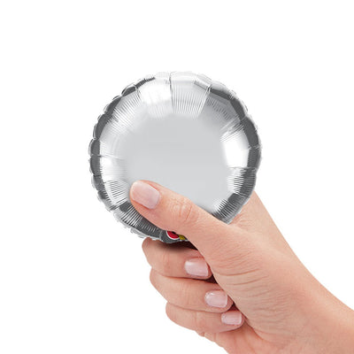 Qualatex 4 inch MINI CIRCLE - SILVER (AIR-FILL ONLY) Foil Balloon 22834-Q-U