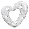 Qualatex 42 inch HEARTS & FILIGREE - PEARL WHITE Foil Balloon 16304-Q-P