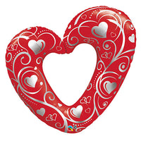 Qualatex 42 inch HEARTS & FILIGREE - RED Foil Balloon 16441-Q-P