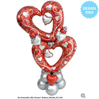 Qualatex 42 inch HEARTS & FILIGREE - RED Foil Balloon 16441-Q-P