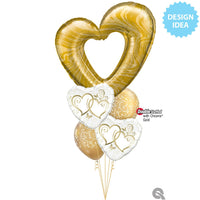 Qualatex 42 inch OPEN MARBLE HEART - GOLD Foil Balloon 23189-Q-P