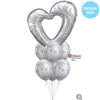 Qualatex 42 inch OPEN MARBLE HEART - SILVER Foil Balloon 23181-Q-P