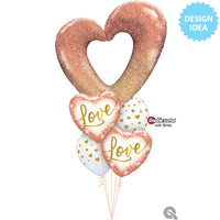 Qualatex 42 inch ROSE GOLD GLITTER OMBRE HEART Foil Balloon 21073-Q-P