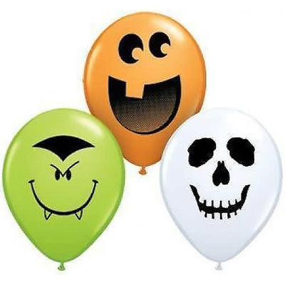 Qualatex 5 inch HALLOWEEN FACE ASSORTMENT Latex Balloons