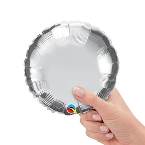 Qualatex 9 inch CIRCLE - SILVER (AIR-FILL ONLY) Foil Balloon 22451-Q-U