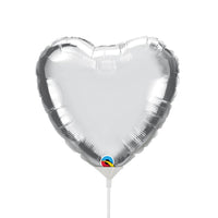 Qualatex 9 inch HEART - SILVER (AIR-FILL ONLY) Foil Balloon 22464-Q-U