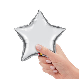 Qualatex 9 inch STAR - SILVER (AIR-FILL ONLY) Foil Balloon 22466-Q-U