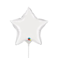 Qualatex 9 inch STAR - WHITE (AIR-FILL ONLY) Foil Balloon 24133-Q-U