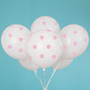 Unique 12 inch WHITE WITH PINK POLKA DOTS BALLOON (6 PK) Latex Balloons 57587-UN