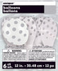 Unique 12 inch WHITE WITH SILVER POLKA DOTS BALLOON (6 PK) Latex Balloons 57589-UN