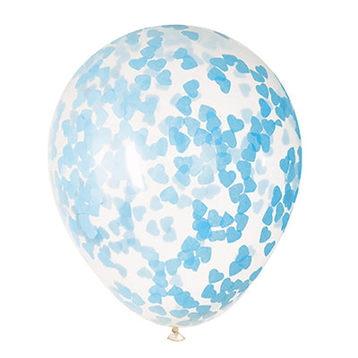 Unique 16 inch CLEAR BALLOONS WITH BLUE HEART TISSUE CONFETTI (5 PK) Latex Balloons 73395-UN