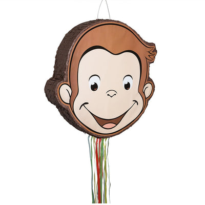 Unique 18 inch CURIOUS GEORGE SHAPED DRUM PULL PINATA Pinatas 66245-UN