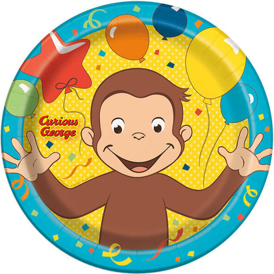 Unique 9 inch CURIOUS GEORGE ROUND DINNER PLATES (8 PK) Plates 59265-UN