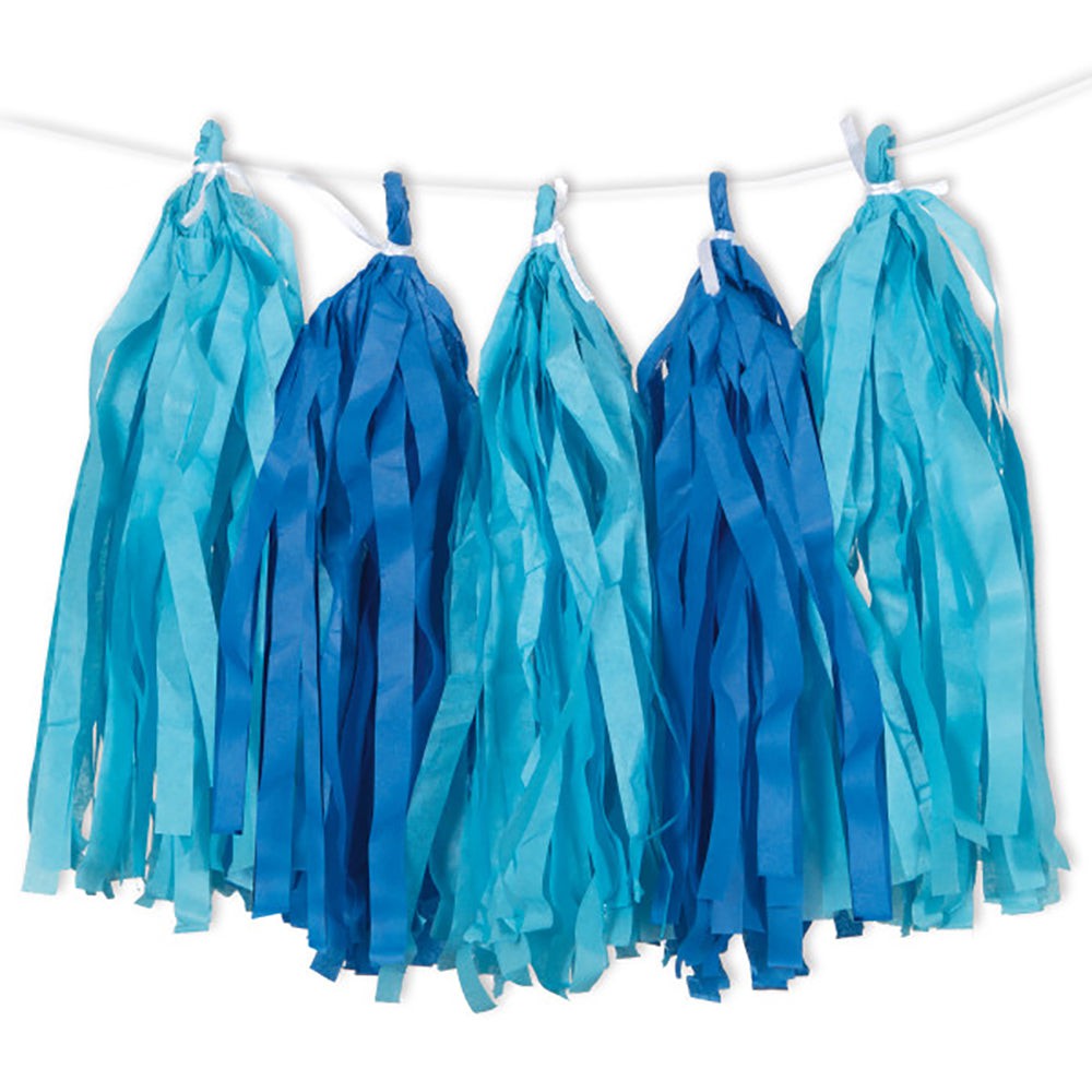 Unique 9ft TISSUE PAPER TASSEL GARLAND - ROYAL BLUE & LIGHT BLUE Balloon Tassels 62961-UN