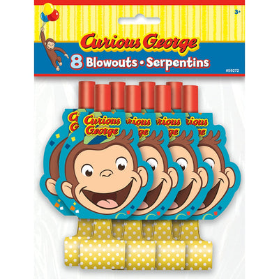 Unique CURIOUS GEORGE BLOWOUTS (8 PK) Novelties 59272-UN