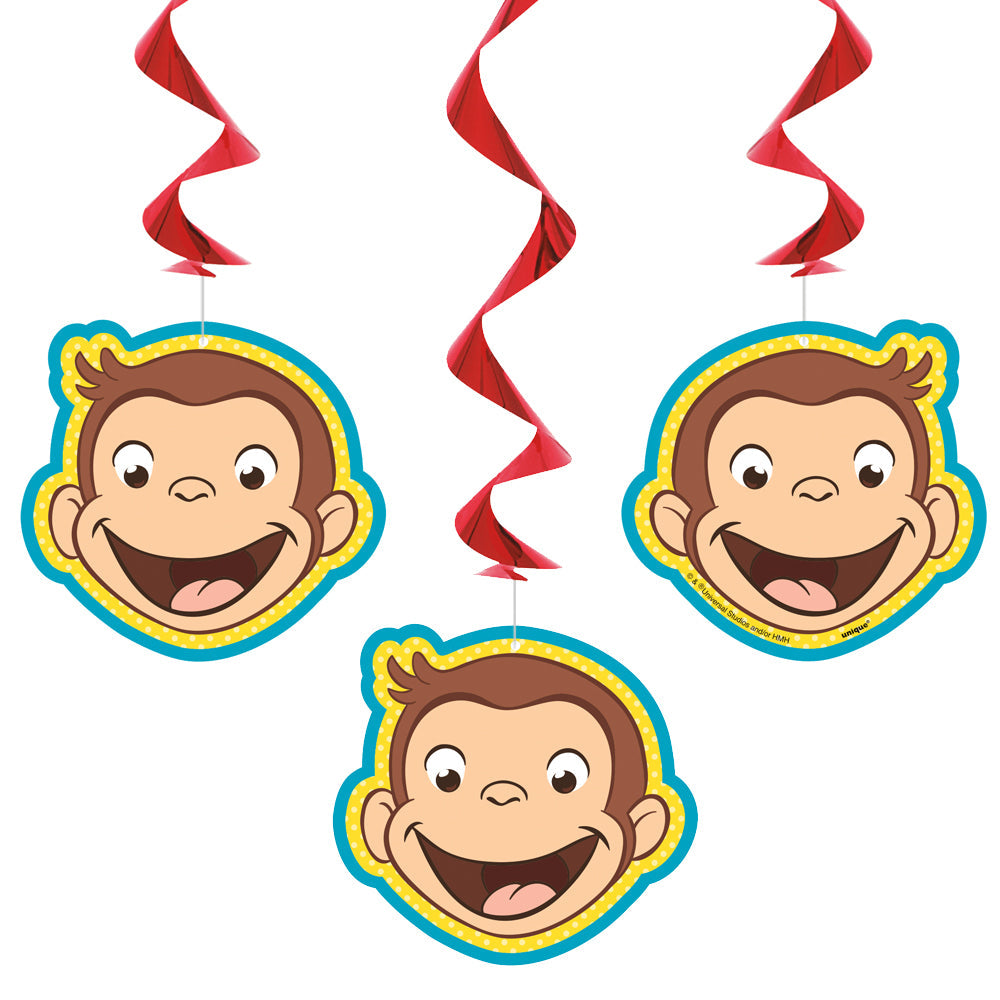 Unique CURIOUS GEORGE HANGING SWIRLS (3 PK) Party Decor 59269-UN