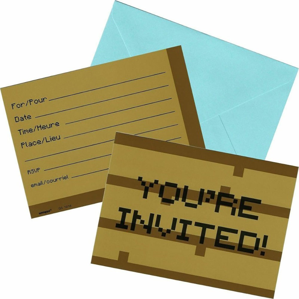 Unique MINECRAFT INVITATIONS (8 PK) Invitations 79414-UN