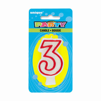 Unique NUMBER 3 DELUXE SHAPE BIRTHDAY CANDLE Candles 360-3-UN