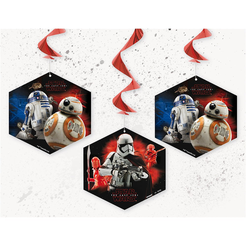 Unique STAR WARS EPISODE VIII HANGING SWIRLS (3 PK) Party Decor 59429-UN